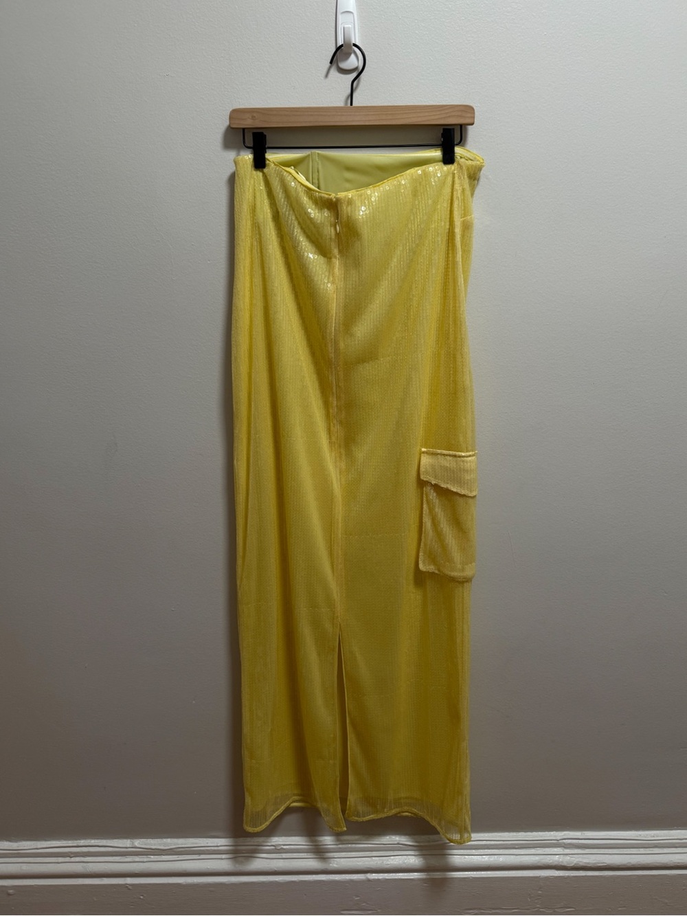 STAUD Casey dress butter yellow strapless sequin gown maxi dress wedding guest 6 - Picture 5 of 10